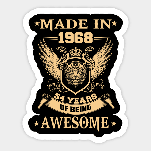 Made In 1968 54 Years Of Being Awesome Sticker by Vladis